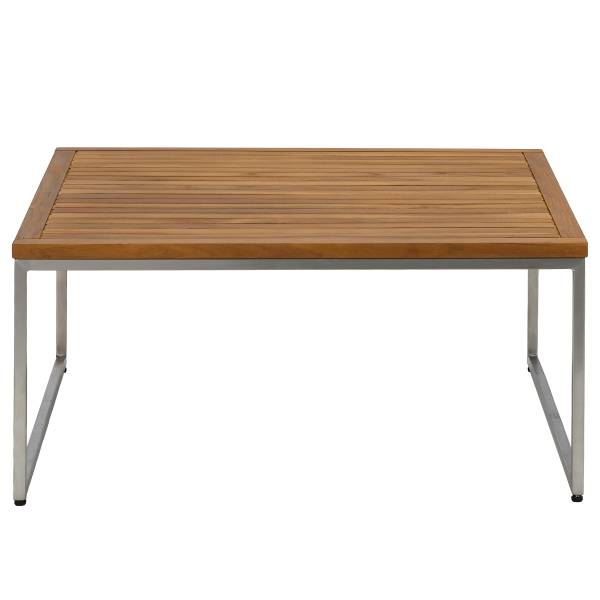 Loungehocker TEAKLINE - Webstoff / Teak massiv - Hellgrau