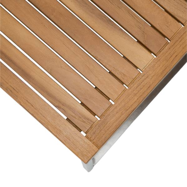 Loungehocker TEAKLINE - Webstoff / Teak massiv - Hellgrau