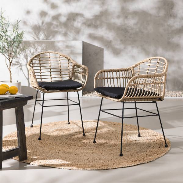 Gartenstuhl KALO 2er-Set - Polyrattan / Stahl - Braun