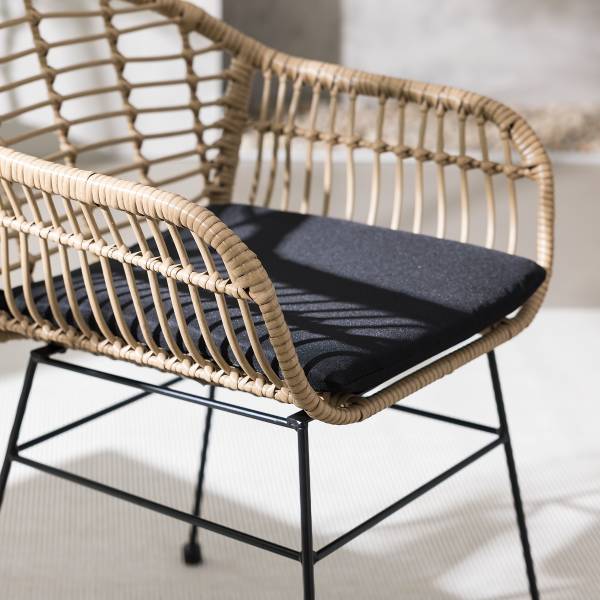 Gartenstuhl KALO 2er-Set - Polyrattan / Stahl - Braun