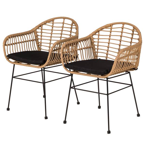 Gartenstuhl KALO 2er-Set - Polyrattan / Stahl - Braun