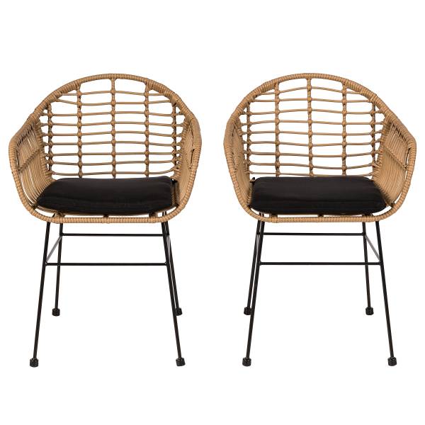 Gartenstuhl KALO 2er-Set - Polyrattan / Stahl - Braun