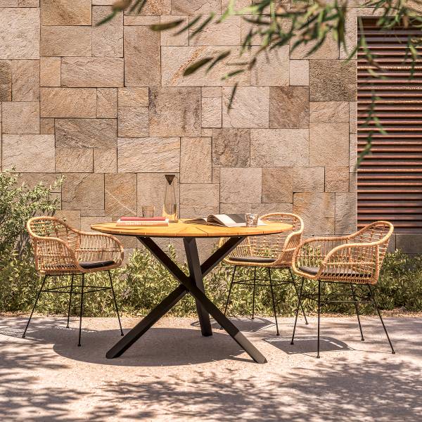 Gartenstuhl KALO 2er-Set - Polyrattan / Stahl - Braun