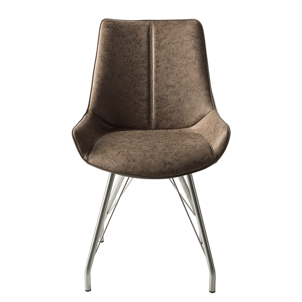 Polsterstuhl Saval (2er-Set) - Kunstleder / Edelstahl - Cappuccino