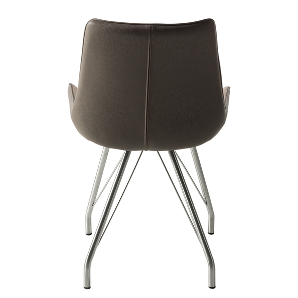 Polsterstuhl Saval (2er-Set) - Kunstleder / Edelstahl - Cappuccino