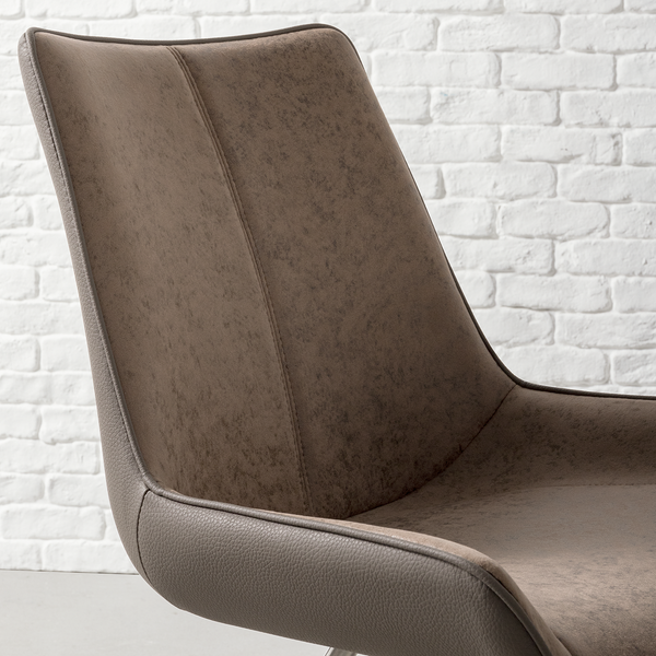 Polsterstuhl Saval (2er-Set) - Kunstleder / Edelstahl - Cappuccino