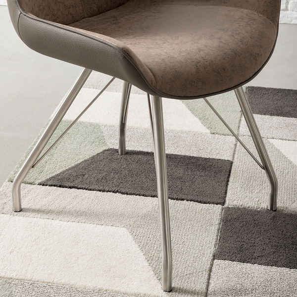 Polsterstuhl Saval (2er-Set) - Kunstleder / Edelstahl - Cappuccino