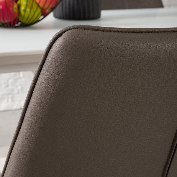 Polsterstuhl Saval (2er-Set) - Kunstleder / Edelstahl - Cappuccino