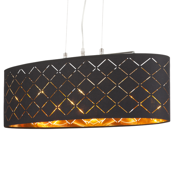 Pendelleuchte Clarke II - Webstoff / Aluminium - 3-flammig