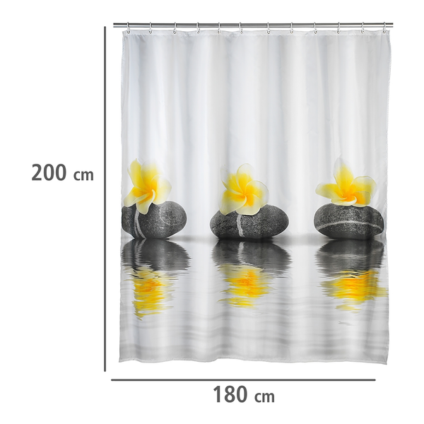 Duschvorhang Stones Flower - Kunstfaser - Creme / Grau