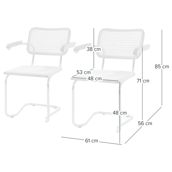 Armlehnenstuhl HOLM 2er-Set - Buche - Chrom glänzend