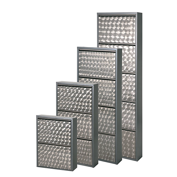 Schuhschrank Cabinet - Silber Geflext - 102,5 cm