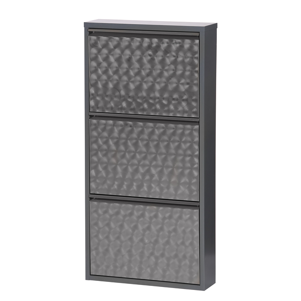 Schuhschrank Cabinet - Silber Geflext - 102,5 cm