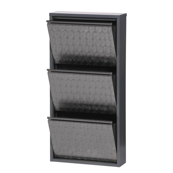 Schuhschrank Cabinet - Silber Geflext - 102,5 cm