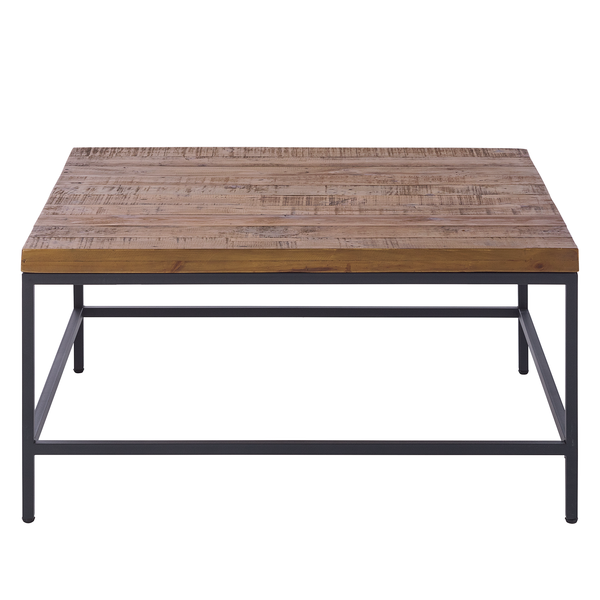 Couchtisch GRASBY - Pinie massiv / Metall - Pinie Dunkel / Schwarz - Höhe: 45 cm