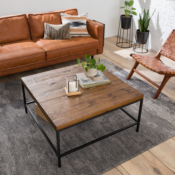 Couchtisch GRASBY - Pinie massiv / Metall - Pinie Dunkel / Schwarz - Höhe: 45 cm