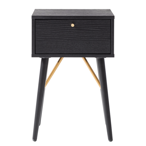 Nachttisch Moyo - Schwarz - Eiche - 40 x 60 x 30 cm