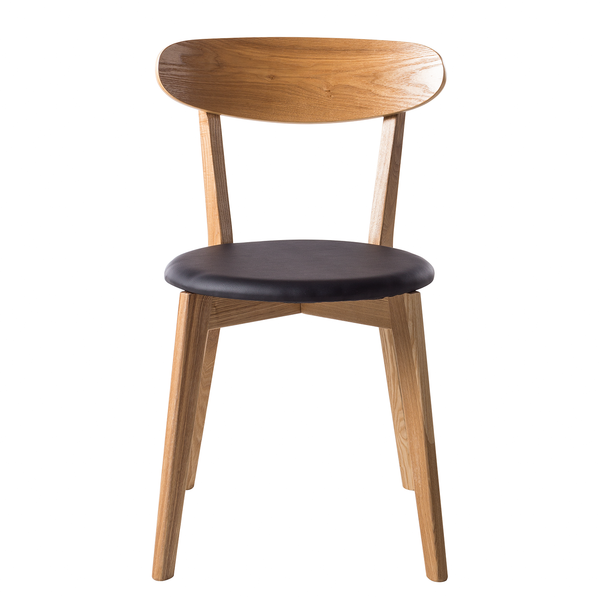 Esszimmerstuhl Bogmoor (2er-Set) - Kunstleder / Esche massiv - Beige / Schwarz