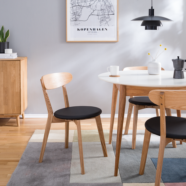 Esszimmerstuhl Bogmoor (2er-Set) - Kunstleder / Esche massiv - Beige / Schwarz