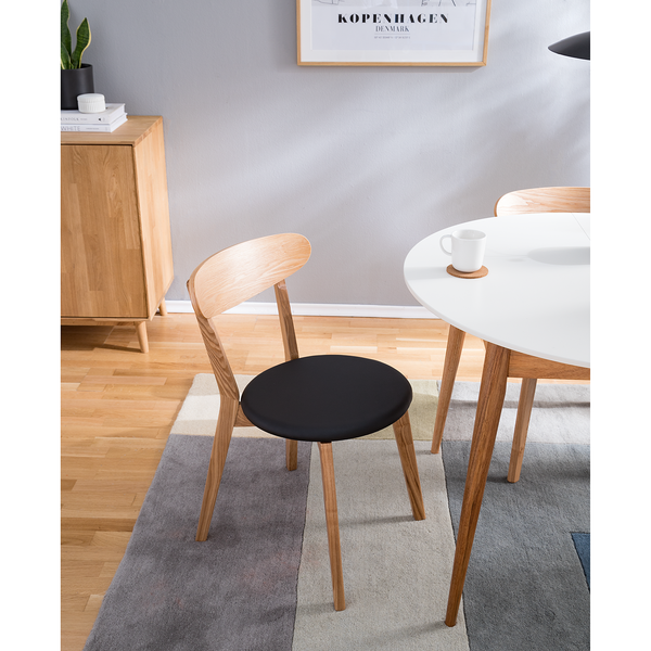 Esszimmerstuhl Bogmoor (2er-Set) - Kunstleder / Esche massiv - Beige / Schwarz