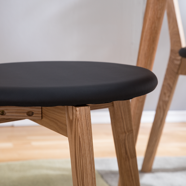 Esszimmerstuhl Bogmoor (2er-Set) - Kunstleder / Esche massiv - Beige / Schwarz