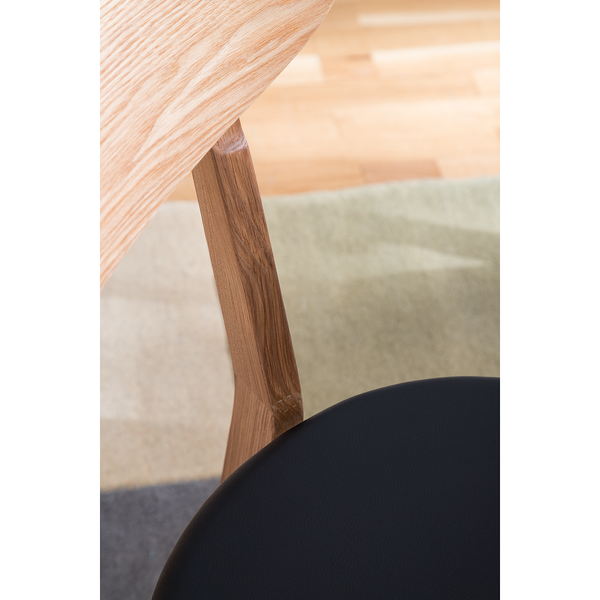 Esszimmerstuhl Bogmoor (2er-Set) - Kunstleder / Esche massiv - Beige / Schwarz