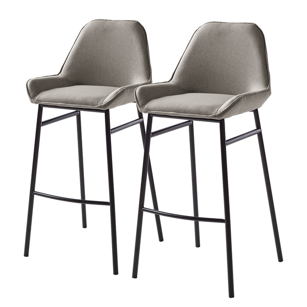 Barstuhl Broon (2er-Set) - Webstoff / Eisen - Grau / Schwarz