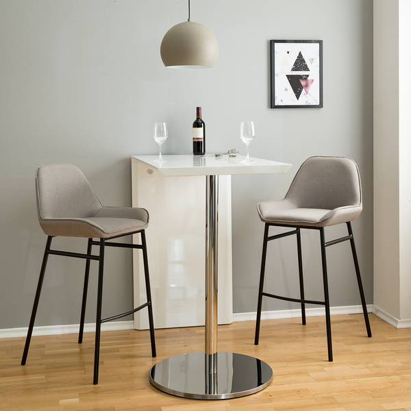 Barstuhl Broon (2er-Set) - Webstoff / Eisen - Grau / Schwarz