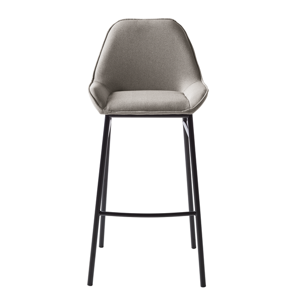 Barstuhl Broon (2er-Set) - Webstoff / Eisen - Grau / Schwarz