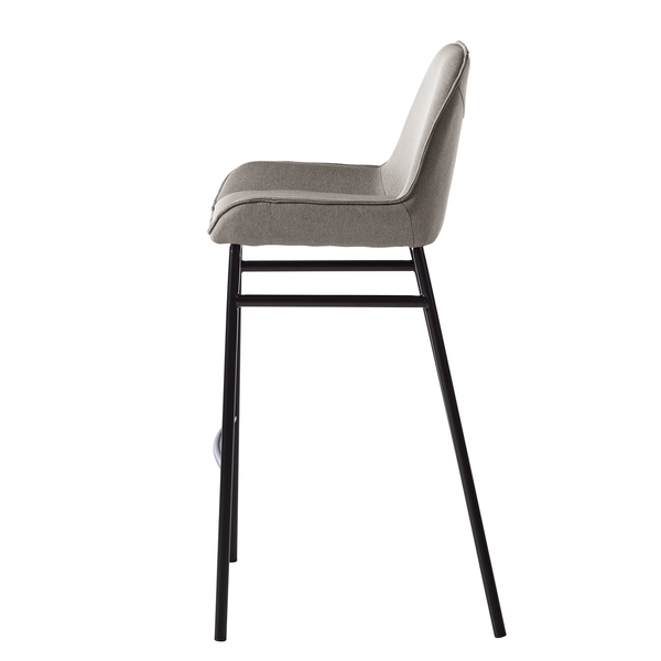 Barstuhl Broon (2er-Set) - Webstoff / Eisen - Grau / Schwarz