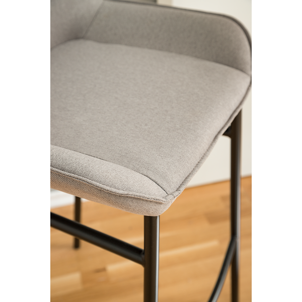 Barstuhl Broon (2er-Set) - Webstoff / Eisen - Grau / Schwarz