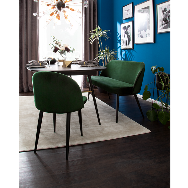 Küchensofa Jacklin - Samt / Metall  - Schwarz - Grün