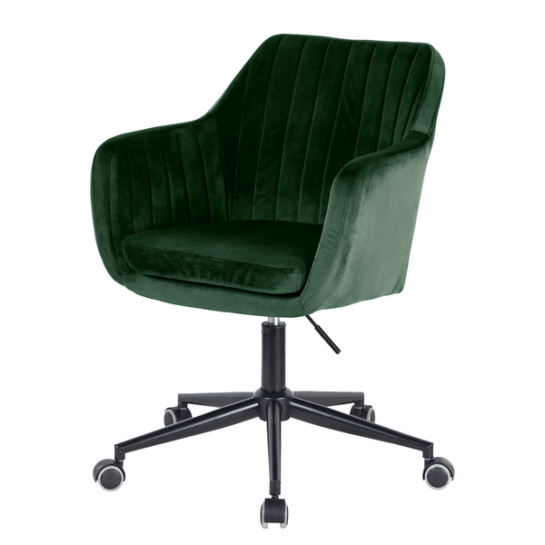Bürodrehstuhl Leezy - Samt - Grün / Schwarz