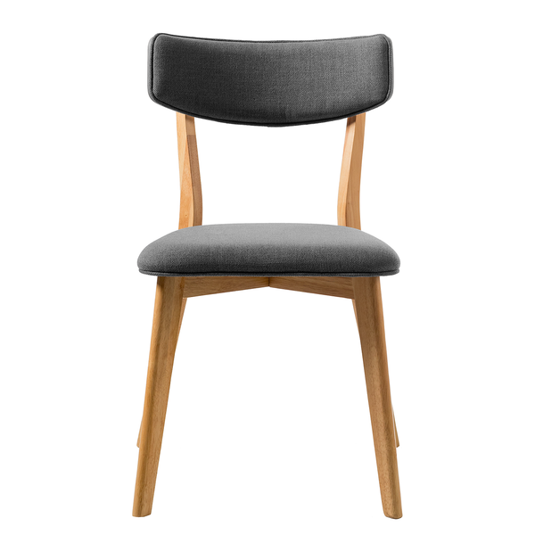 Esszimmerstuhl COLSON - Webstoff / Gummibaum massiv - Dunkelgrau - 2er Set