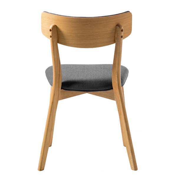 Esszimmerstuhl COLSON - Webstoff / Gummibaum massiv - Dunkelgrau - 2er Set