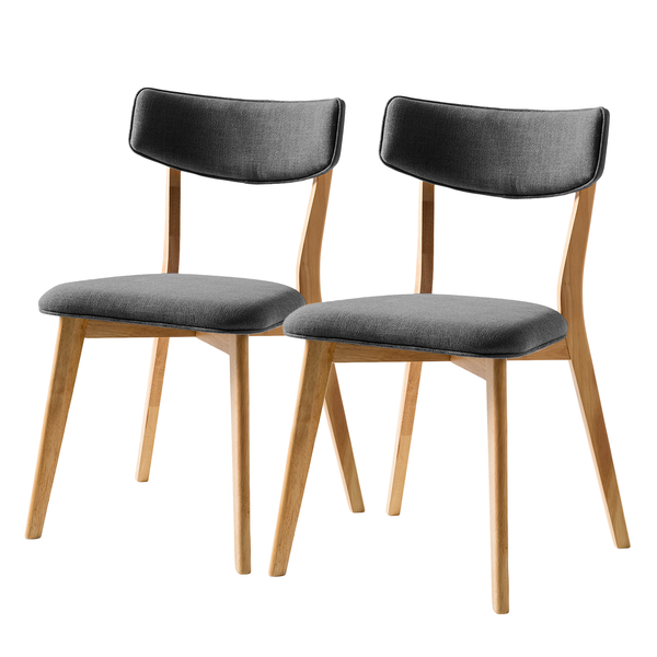 Esszimmerstuhl COLSON - Webstoff / Gummibaum massiv - Dunkelgrau - 2er Set