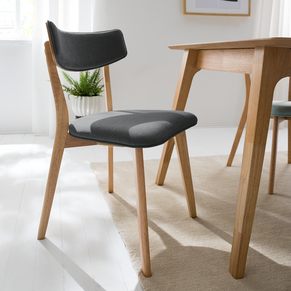 Esszimmerstuhl COLSON - Webstoff / Gummibaum massiv - Dunkelgrau - 2er Set