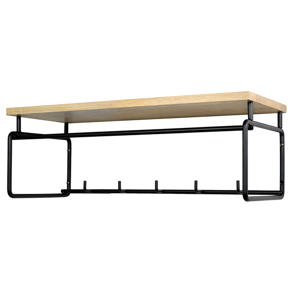 Wandgarderobe Opp III - Eiche massiv / Metall  - Eiche / Schwarz