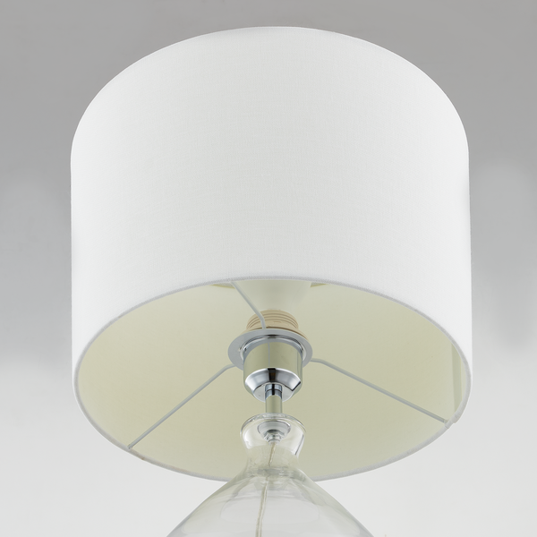 Tischleuchte Loster - Mischgewebe / Sicherheitsglas - 1-flammig - Weiß