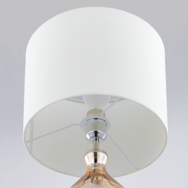 Tischleuchte Loster - Mischgewebe / Sicherheitsglas - 1-flammig - Beige