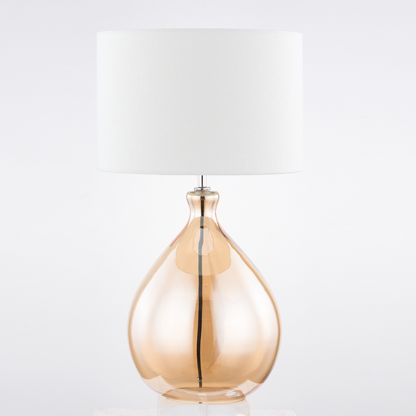 Tischleuchte Loster - Mischgewebe / Sicherheitsglas - 1-flammig - Beige