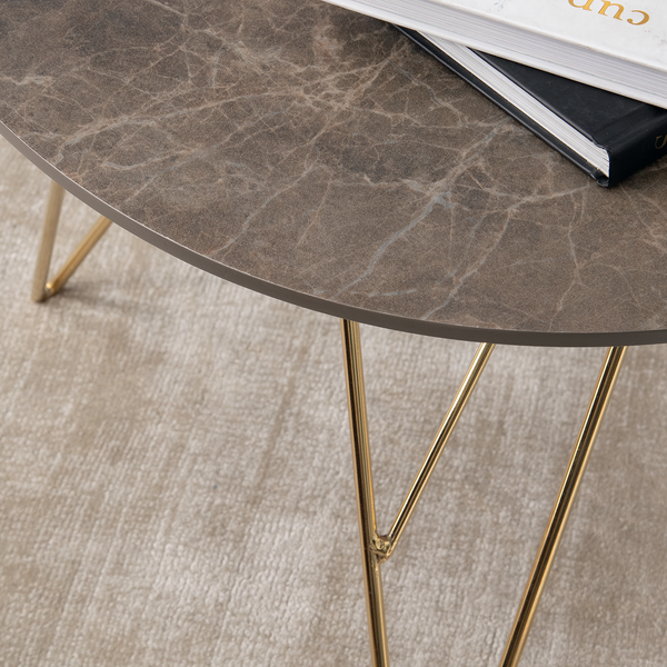 Couchtisch Sherry I - Marmor Braun Dekor / Gold