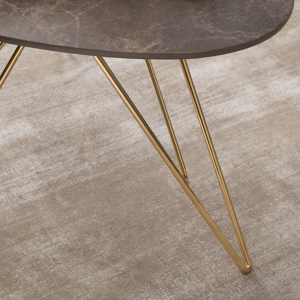 Couchtisch Sherry I - Marmor Braun Dekor / Gold