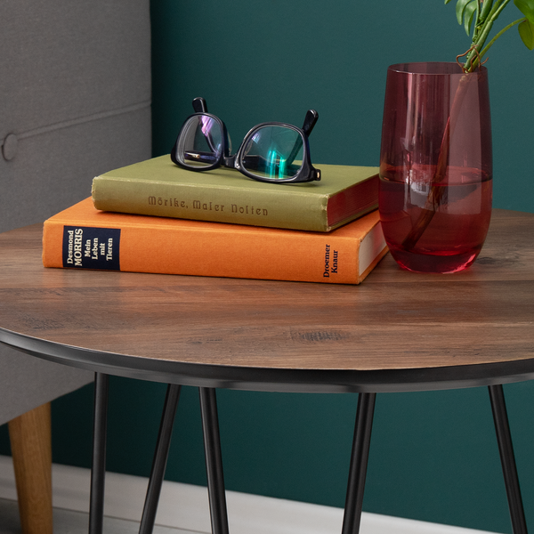 Beistelltisch Kess ll - Eiche Vintage Dekor Dunkelbraun / Schwarz