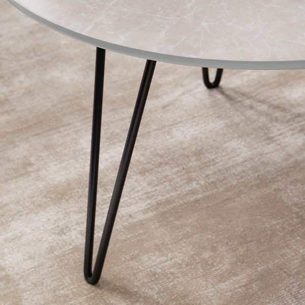 Couchtisch Kess - Marmor Hellgrau Dekor / Schwarz