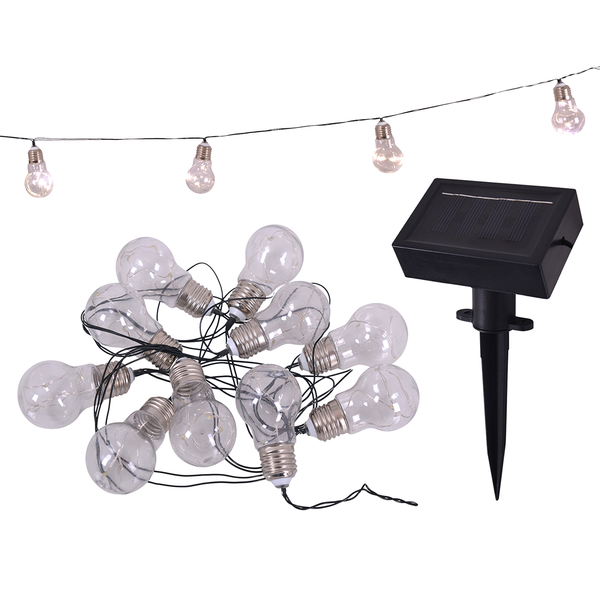 LED-Solarlichterkette Glühbirne - Acrylglas - Transparent