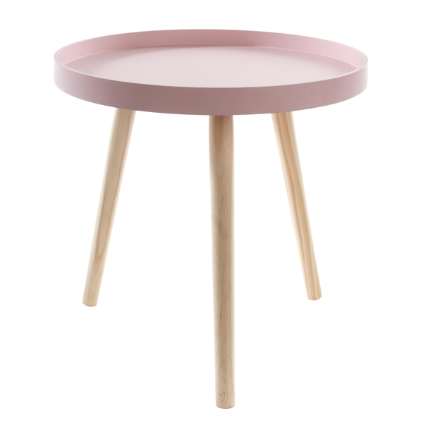 Beistelltisch Cuto - Kiefer teilmassiv - Rosa / Kiefer