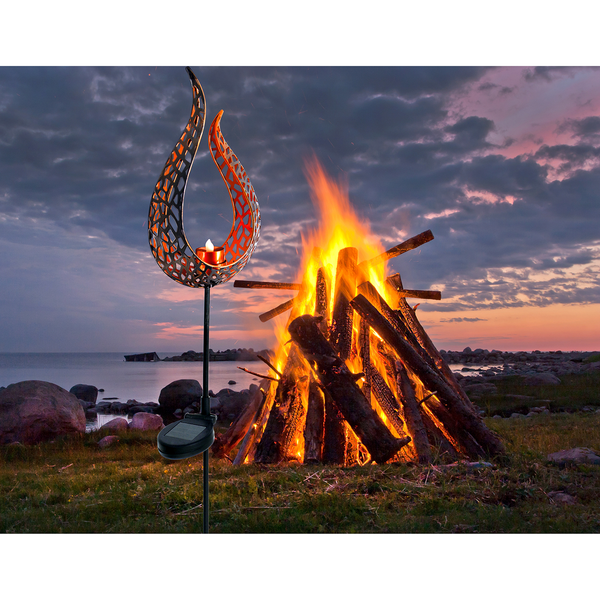 LED-Solar Erdspieß Flamme - Stahl  - 1-flammig