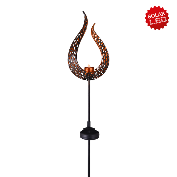 LED-Solar Erdspieß Flamme - Stahl  - 1-flammig
