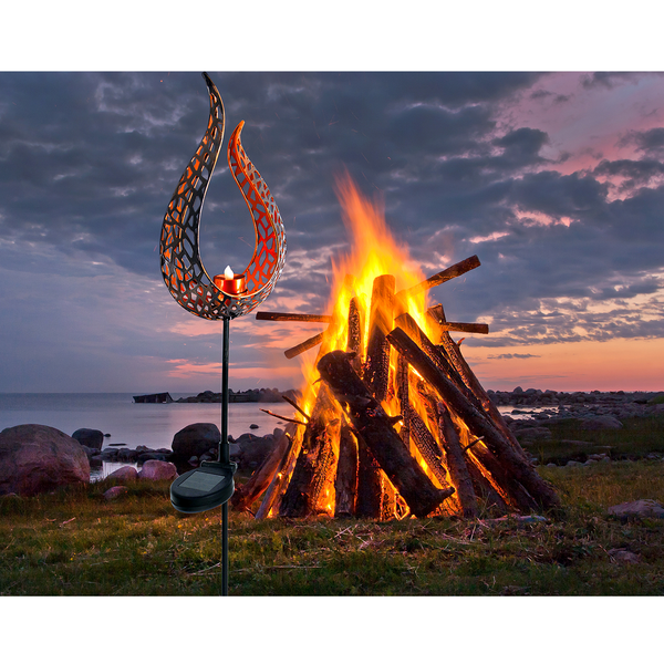 LED-Solar Erdspieß Flamme - Stahl  - 1-flammig